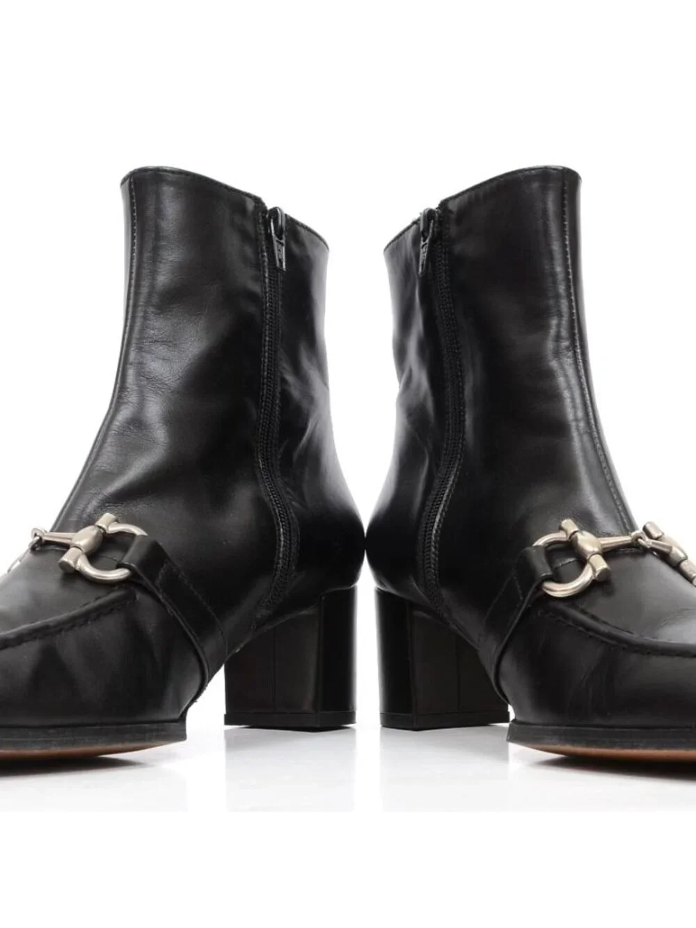 Renatta Made in Spain Womens 9 Black Leather Horsebit Ankle Heeled Dressy Boots‎